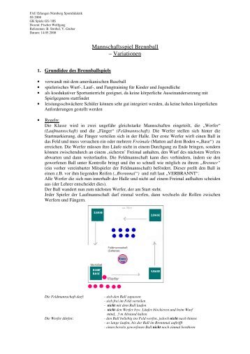 Mannschaftsspiel Brennball â Variationen - breitenfellner.info
