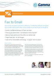 Fax to Email data sheet - Gamma Business Communications