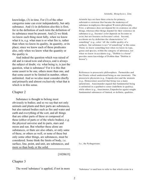 Aristotle, Metaphysics Book Zeta (VII) Commentary ... - CATpages