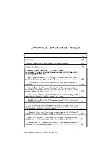 ANUARIO DE ESTUDIOS MEDIEVALES, 33/2 (2003)