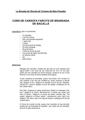 Cors de carxofa amb brandada de bacallÃ  09.02.2009 - Escola de ...