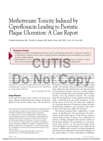 Methotrexate Toxicity Induced by Ciprofloxacin Leading to ... - Cutis