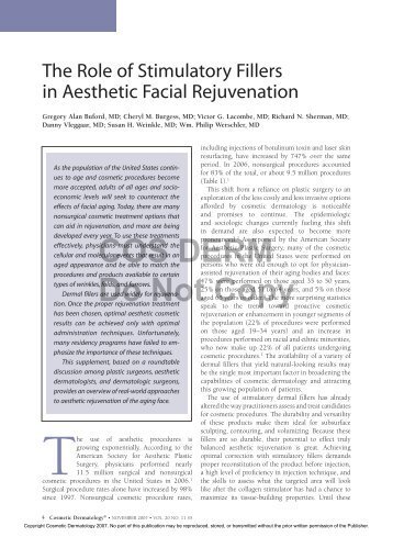The Role of Stimulatory Fillers in Aesthetic Facial Rejuvenation