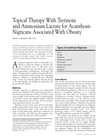 Topical Therapy With Tretinoin and Ammonium Lactate for ... - Cutis