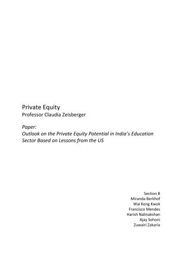 Private Equity - Indian Education Sector - Insead