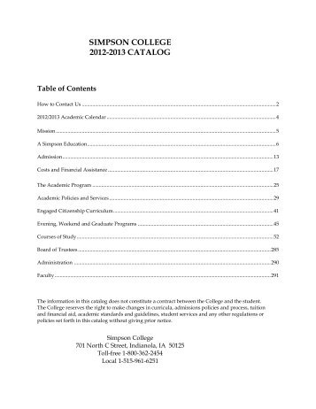 2012-2013 Academic Catalog - Simpson College