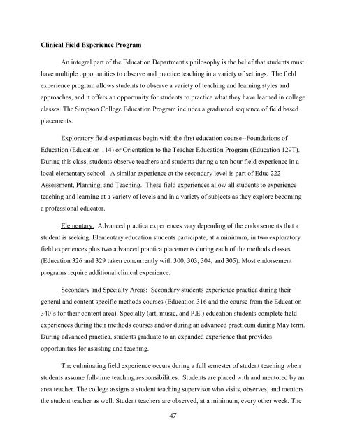 Teacher Education Program Handbook Page 0 - Simpson College