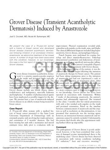 Grover Disease (Transient Acantholytic Dermatosis) Induced ... - Cutis
