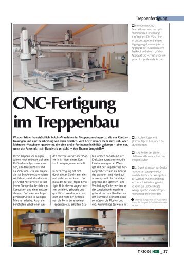 CNC-Fertigung im Treppenbau - EiMa Maschinenbau GmbH