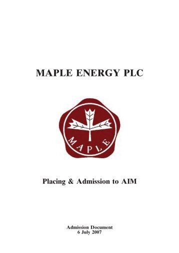 MAPLE ENERGY PLC