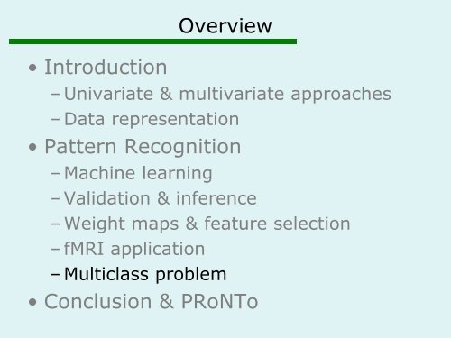 Pattern classification - Brain Research Imaging Centre Edinburgh