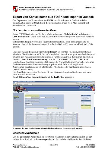 Export von Kontaktdaten aus FDISK und Import in ... - BFKDO Baden