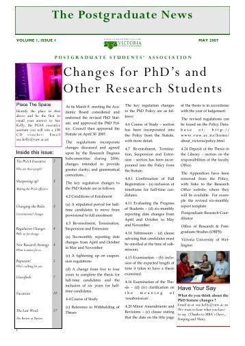 Changes for PhD's and Other Research Students - of /courses