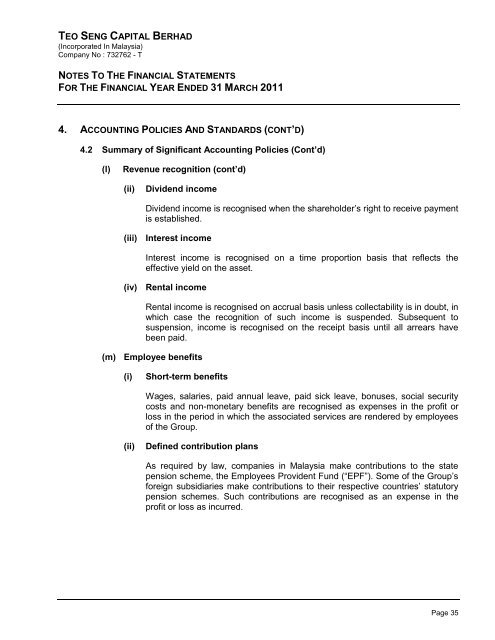 LEEKEE INDUSTRIES (M) SDN - teo seng capital berhad