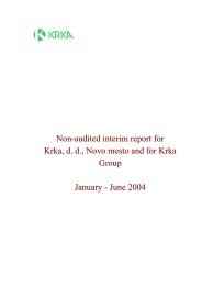 Non-audited interim report for Krka, d. d., Novo mesto and for Krka ...