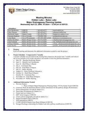 Kickoff Meeting, April 23, 2008 - Urban Drainage and Flood Control ...