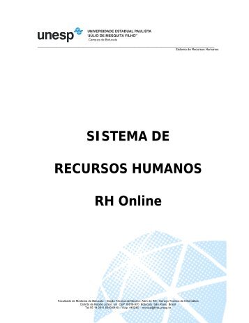 SISTEMA DE RECURSOS HUMANOS RH Online - Unesp