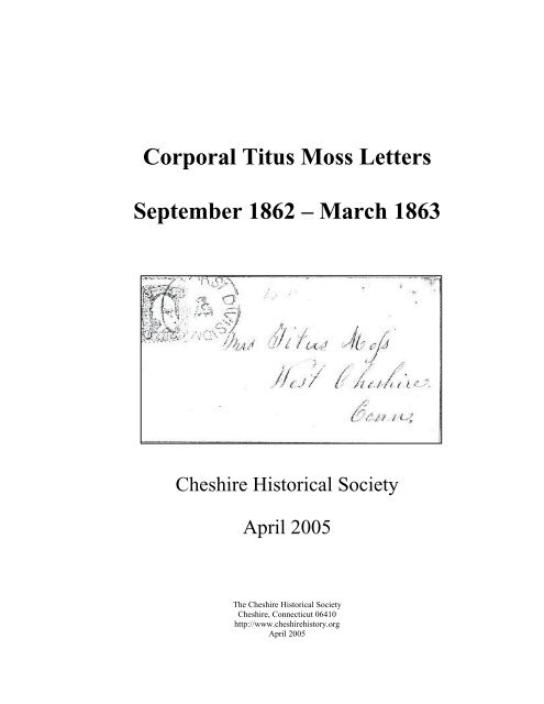 Corporal Titus Moss Letters - Cheshire Historical Society