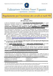 Regolamento Iscrizione cavalli ai ruoli FEI 2011 - FISE Toscana