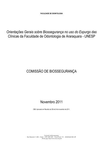 Protocolo Expurgo - Faculdade de Odontologia - Unesp