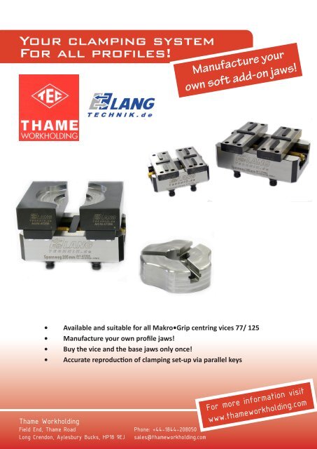 Your clamping system For all profiles! - Thame Workholding