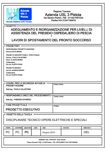 disciplinare tecnico opere elettriche - Azienda USL 3 Pistoia