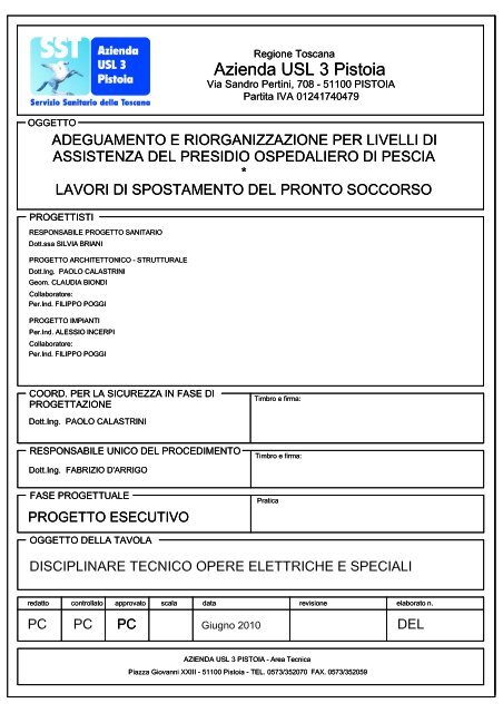 disciplinare tecnico opere elettriche - Azienda USL 3 Pistoia
