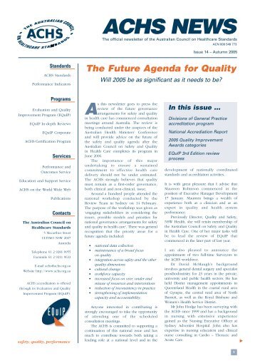 ACHS NEWS - Australian Council on Healthcare Standards