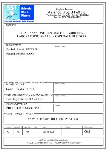 computo metrico estimativo - Azienda USL 3 Pistoia