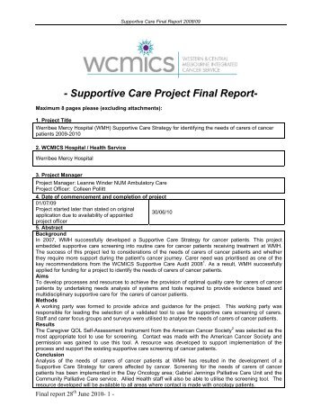 Werribee mercy hospital supportive care strategy for ... - wcmics