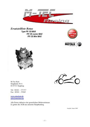 Ersatzteilliste Rotax - M-Tec Kart