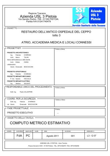 Computo Metrico - Azienda USL 3 Pistoia