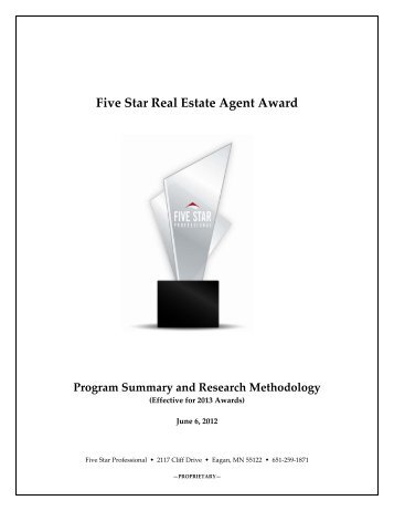 FIVE STAR Real Estate Agent Award Program - Five Star Professional