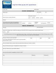 Long Term Follow-up pre-clinic questionnaire