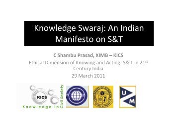 Knowledge Swaraj: the Indian Manifesto - SET-DEV