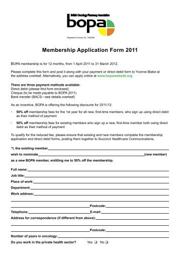 Membership Application Form 2011 - BOPA