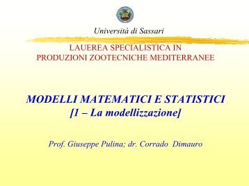 I modelli matematici dinamici - Scienze Zootecniche