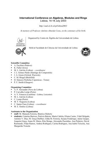 International Conference on Algebras, Modules and Rings ... - CAUL
