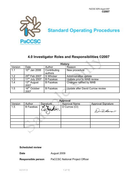 Standard Operating Procedures - CareSearch