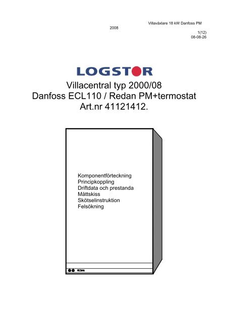 Villacentral typ 2000/08 Danfoss ECL110 / Redan PM+termostat Art ...