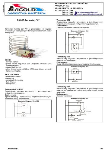 RANCO Termostaty "K" - Avicold