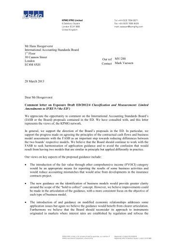 a comment letter what management is on of assets  Comment sales letter contribution  KPMG or