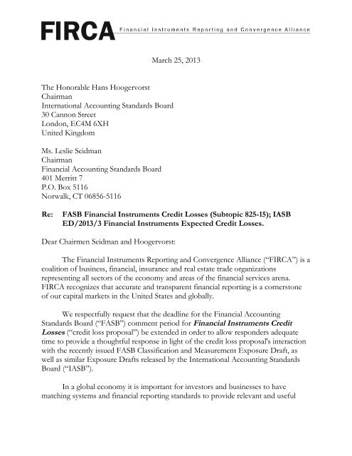 FASB/IASB Letter, Comment Period Extension Request: Credit Loss ...