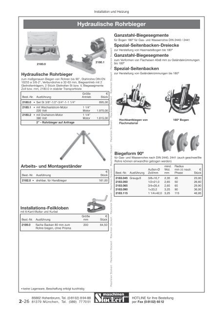 Maschinen Stockert Hauptkatalog