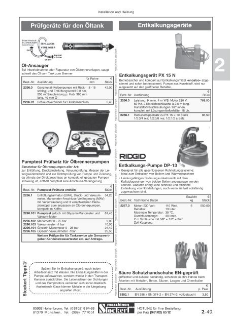 Maschinen Stockert Hauptkatalog