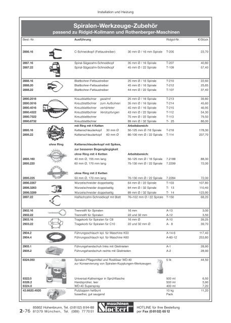 Maschinen Stockert Hauptkatalog