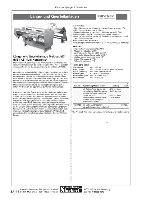 Maschinen Stockert Hauptkatalog