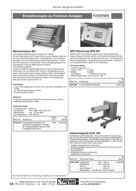 Maschinen Stockert Hauptkatalog