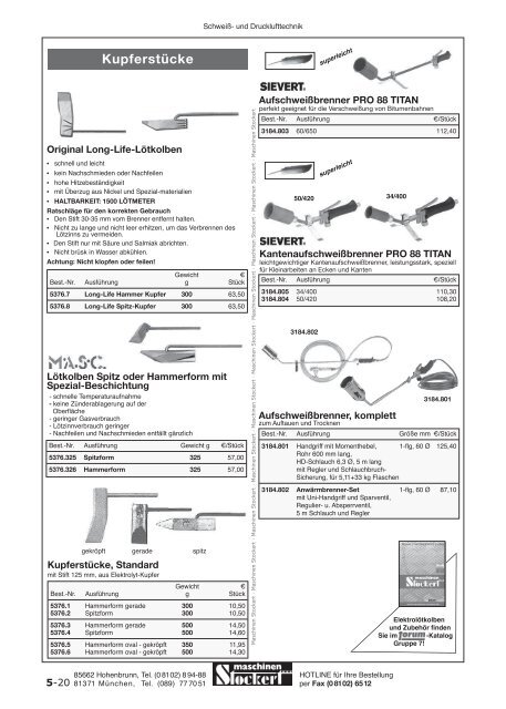 Maschinen Stockert Hauptkatalog