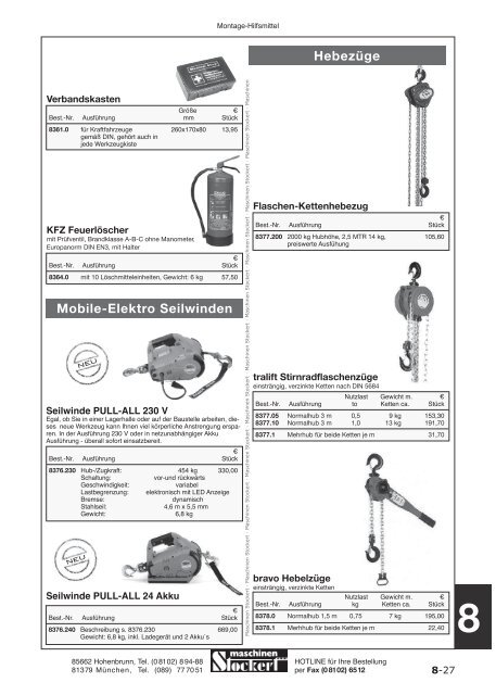 Maschinen Stockert Hauptkatalog